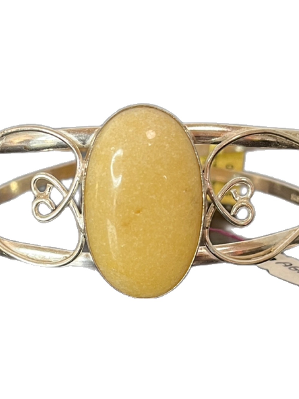 925 Sterling Silver Yellow Jasper Oval Cuff Bracelet